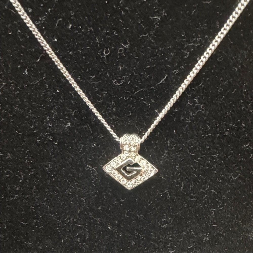 Givenchy Rhinestone Silver Pendant Necklace